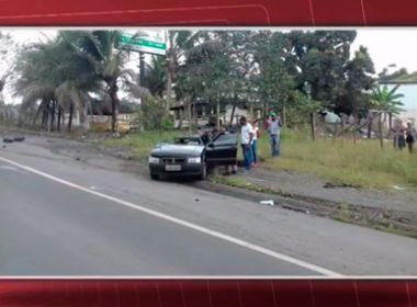 Acidente entre carro e ônibus de turismo deixa idosa morta na BR-101