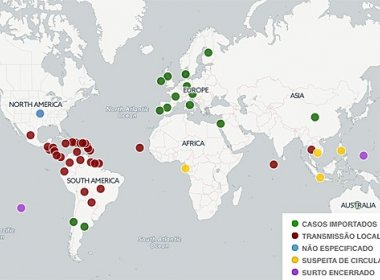 Mapa da Zika já alcança 34 países contaminados e cinco em análise em todo mundo